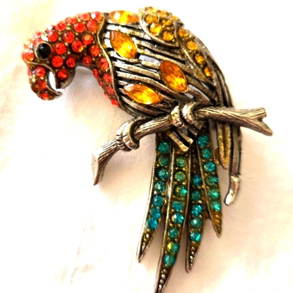 Vtg. THELMA DEUTSCH olorful Parrot Brooch